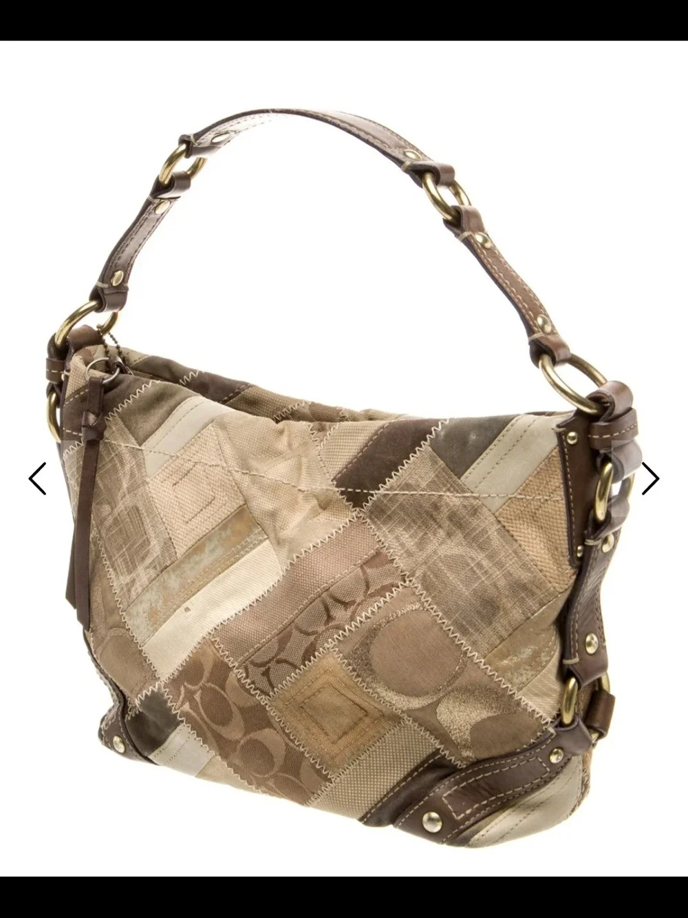 Y2K 90's Coach Patchwork Hobo Bag in Taupe Brown